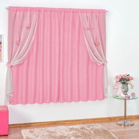 Cortina Tecido Microfibra com Voil 2,00m x 1,70m Daniela - Rosa - Rosdry enxovais é boa?