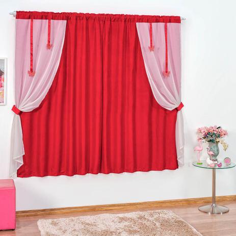 Cortina Tecido Microfibra com Voil 2,00m x 1,70m Daniela - Vermelho - Rosdry enxovais é boa?