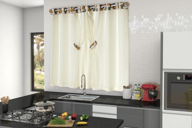 Cortina Tropical de Cozinha 2,00m X 1,50m. Abacaxi Palha - Home fernandes Menor preço em Cortina Tropical de Cozinha 2,00m X 1,50m. Abacaxi Palha - Home fernandes