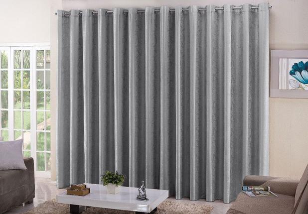 Cortina Varão Tecido Jacquard Cinza 3,00x2,30 Semi Blackout - Confecções elba Menor preço em Cortina Varão Tecido Jacquard Cinza 3,00x2,30 Semi Blackout - Confecções elba