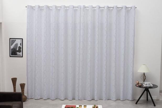 Cortina Varão Tecido Jacquard Cinza 4,00x2,30 Semi Blackout - Confecções Elba Menor preço em Cortina Varão Tecido Jacquard Cinza 4,00x2,30 Semi Blackout - Confecções Elba