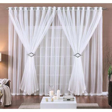 Cortina Varão Voil Duplo Branco 4,00x2,80 Com Fivelas - Confecções elba Menor preço em Cortina Varão Voil Duplo Branco 4,00x2,80 Com Fivelas - Confecções elba