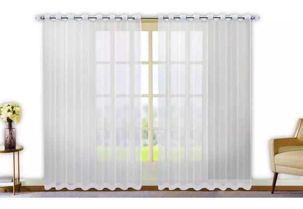 Cortina Varão Voil Liso Branca 5,00x2,80 Ilhós Cromado - Home Fernandes Menor preço em Cortina Varão Voil Liso Branca 5,00x2,80 Ilhós Cromado - Home Fernandes