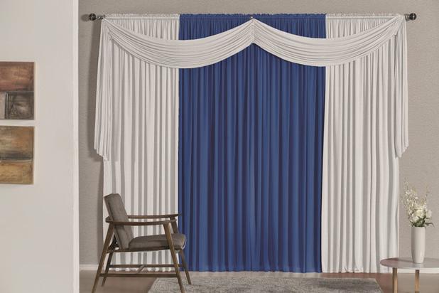 Cortina Versátil para Varão Simples 2 metros Azul/Branco - Brastuk Menor preço em Cortina Versátil para Varão Simples 2 metros Azul/Branco - Brastuk