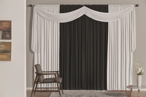 Cortina Versátil para Varão Simples 4 metros Preto/Branco - Brastuk Menor preço em Cortina Versátil para Varão Simples 4 metros Preto/Branco - Brastuk