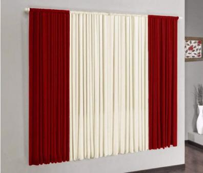Cortina Versátil Vermelho e Palha 2,00m x 1,70m - Varão Simples - Meu lar enxovais é boa?