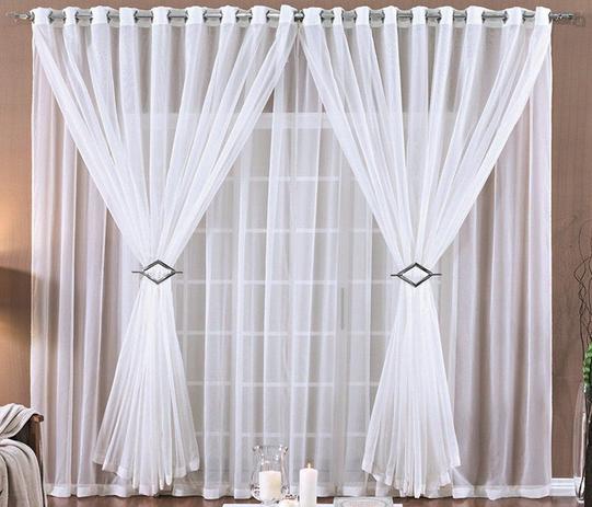 Cortina Voil Branca com Ilhós Cromado 6,00 x 2,80 para Varão Simples 4,00 Metros - Rose jordão cortinas Menor preço em Cortina Voil Branca com Ilhós Cromado 6,00 x 2,80 para Varão Simples 4,00 Metros - Rose jordão cortinas