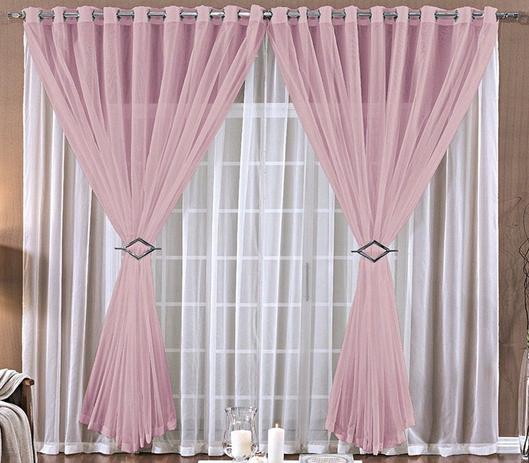 Cortina Voil Branca e Rosa com Ilhós Cromado 6,00 x 2,80 para Varão Simples 4,00 Metros - Rose jordão cortinas Menor preço em Cortina Voil Branca e Rosa com Ilhós Cromado 6,00 x 2,80 para Varão Simples 4,00 Metros - Rose jordão cortinas