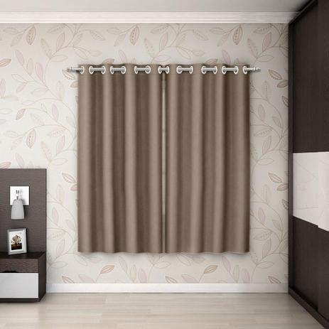 Cortina Voil com Corta Luz Film 170x200cm Marrom - Adomes Menor preço em Cortina Voil com Corta Luz Film 170x200cm Marrom - Adomes