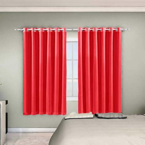 Cortina Voil com Ilhós Corta Luz Adana Vermelha 200x180 cm - Adomes Menor preço em Cortina Voil com Ilhós Corta Luz Adana Vermelha 200x180 cm - Adomes