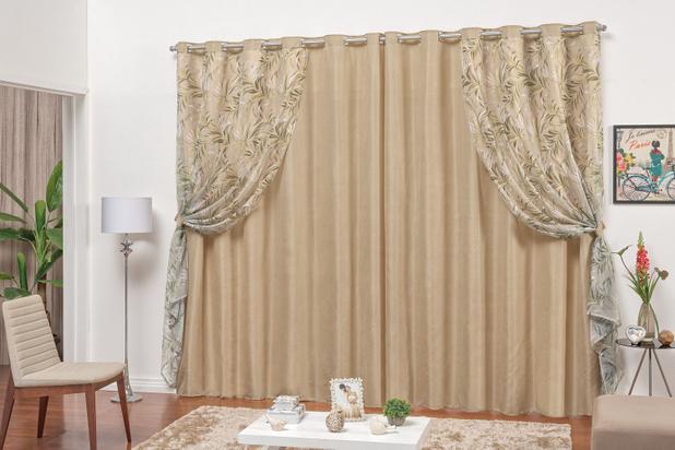 Cortina Voil Estampado 2 Metros Cortina De Sala Quarto Cáqui - ÉDECASAENXOVAIS Menor preço em Cortina Voil Estampado 2 Metros Cortina De Sala Quarto Cáqui - ÉDECASAENXOVAIS