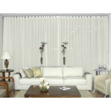 Cortina Voil Pérola Sala Quarto 4,00x2,50 Ilhós Cromado - Re9casa Menor preço em Cortina Voil Pérola Sala Quarto 4,00x2,50 Ilhós Cromado - Re9casa