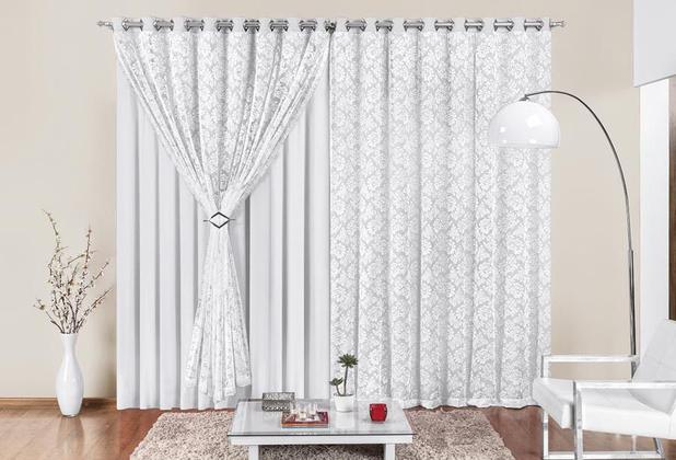 Cortina Yasmin para varão simples 3m x 2,50m Branco - Rose jordão Menor preço em Cortina Yasmin para varão simples 3m x 2,50m Branco - Rose jordão