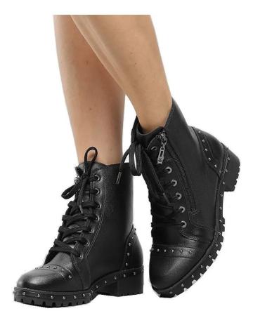 Coturno Feminino Cano Alto com Tachas Style American - Vizzano Premium  00030/59100000 Preta - Coturno Feminino - Magazine Luiza