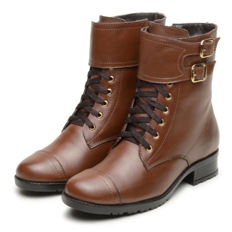 coturno feminino couro com salto