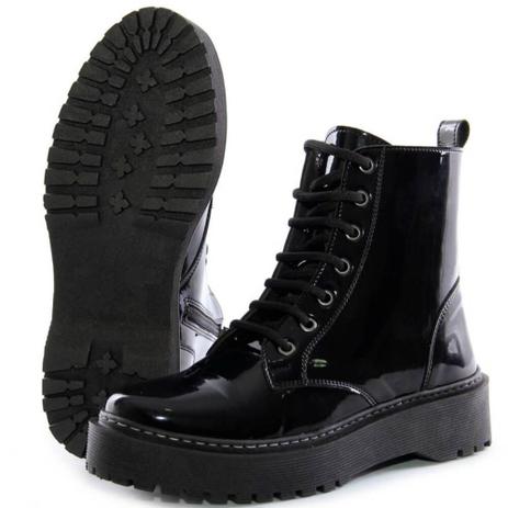 coturno de verniz preto