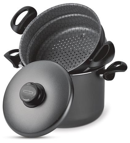 Cozi-vapore Antiaderente Paris Tramontina - Preto / 22 Cm / 6.0 Lt Menor preço em Cozi-vapore Antiaderente Paris Tramontina - Preto / 22 Cm / 6.0 Lt