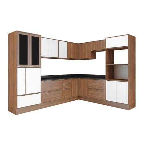 Cozinha 14 Módulos 19 Portas 5 Gavetas Nogueira E Branco Multimóveis Menor preço em Cozinha 14 Módulos 19 Portas 5 Gavetas Nogueira E Branco Multimóveis