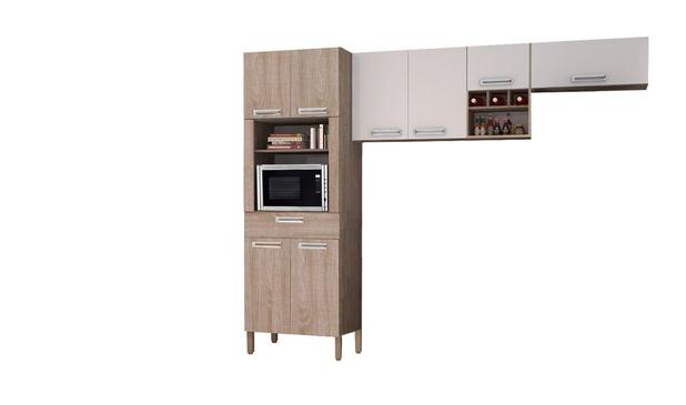 Cozinha Ametista 3 Peças C1 Nogal / Branco - Kit's Paraná Menor preço em Cozinha Ametista 3 Peças C1 Nogal / Branco - Kit's Paraná