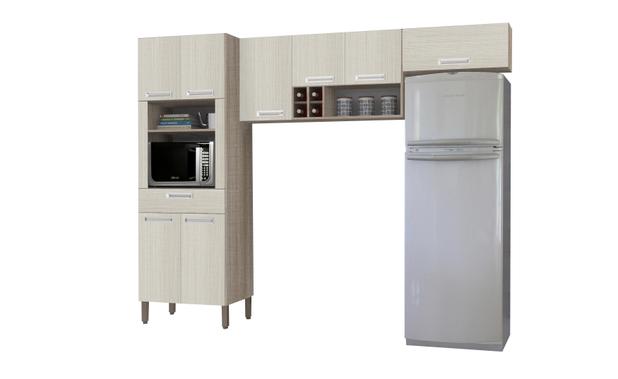 Cozinha Ametista 3 Peças C2 Nogal / Arena - Kits Paraná Menor preço em Cozinha Ametista 3 Peças C2 Nogal / Arena - Kits Paraná