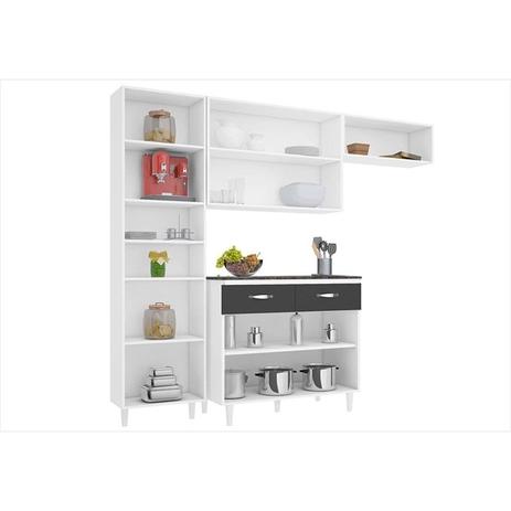 Cozinha Compacta 03 Peças 05 Portas Talita Branco/Preto - MoveMax Menor preço em Cozinha Compacta 03 Peças 05 Portas Talita Branco/Preto - MoveMax