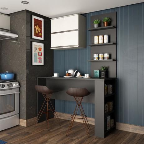 Cozinha Compacta 3 Peças com Bancada Mesa Gourmet e Armário Basculante Duplo Anita Luciane Móveis - Kit Menor preço em Cozinha Compacta 3 Peças com Bancada Mesa Gourmet e Armário Basculante Duplo Anita Luciane Móveis - Kit
