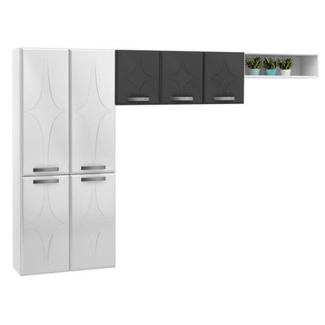 Cozinha Compacta 3 Peças sem Balcão Rubi Telasul Branco/Preto Menor preço em Cozinha Compacta 3 Peças sem Balcão Rubi Telasul Branco/Preto