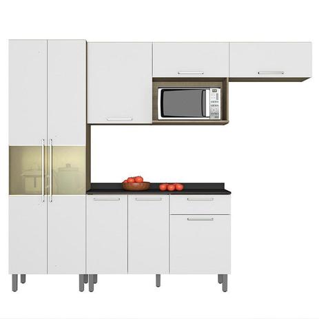 Cozinha Compacta 4 Peças com Balcão e Paneleiro Itatiaia Star Castanho/Branco Menor preço em Cozinha Compacta 4 Peças com Balcão e Paneleiro Itatiaia Star Castanho/Branco