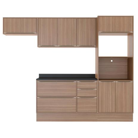 Cozinha Compacta 7 Peças 8 Portas Calábria Nogueira Multimóveis Menor preço em Cozinha Compacta 7 Peças 8 Portas Calábria Nogueira Multimóveis