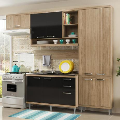 Cozinha Compacta 9 Portas Sicília Balcão P/ Pia 5838 Preto/Argila - Multimóveis Menor preço em Cozinha Compacta 9 Portas Sicília Balcão P/ Pia 5838 Preto/Argila - Multimóveis