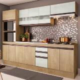 Cozinha Compacta Amália Paneleiro, 2 Balcões e 2 Aéreos - Nogueira/Snow - Casamia Menor preço em Cozinha Compacta Amália Paneleiro, 2 Balcões e 2 Aéreos - Nogueira/Snow - Casamia