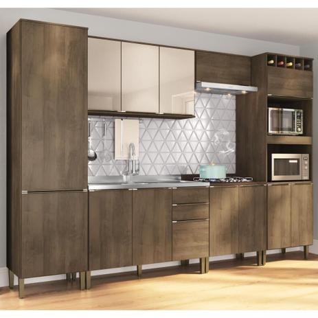 Cozinha Compacta Áustria Nicho para Pia e balcão para Cooktop - Dark/Off White - Casamia Menor preço em Cozinha Compacta Áustria Nicho para Pia e balcão para Cooktop - Dark/Off White - Casamia