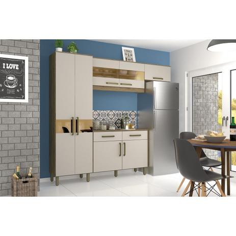 Menor preço em Cozinha Compacta B116 07 Portas 02 Gavetas Briz - Rústico/Cristal