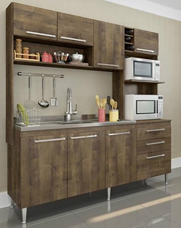 Cozinha Compacta Blume 8 Portas e 2 Gavetas 173 Casamia Dark com Dark Menor preço em Cozinha Compacta Blume 8 Portas e 2 Gavetas 173 Casamia Dark com Dark