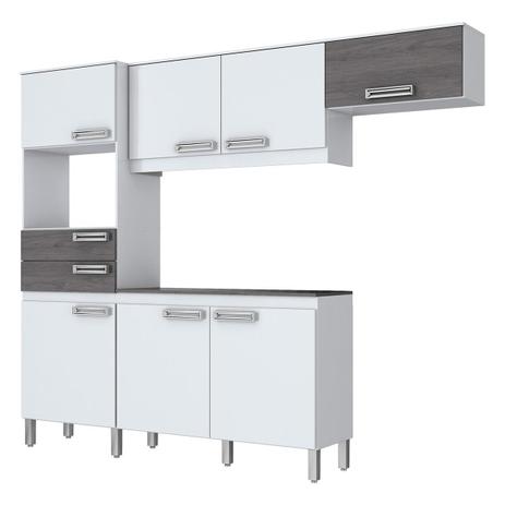 Menor preço em Cozinha Compacta Briz B107 C/ Tampo 7 Portas 2 Gavetas Branco/Gris