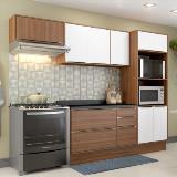 Cozinha Compacta Calábria Armário para Forno e Balcão com Rodapé - Nogueira/ Branco - Multimóveis Menor preço em Cozinha Compacta Calábria Armário para Forno e Balcão com Rodapé - Nogueira/ Branco - Multimóveis