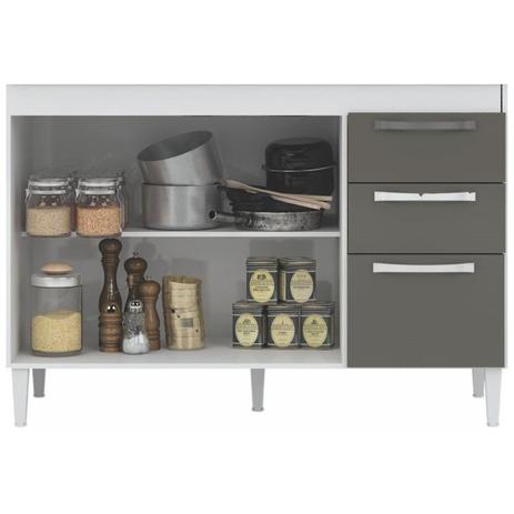 Cozinha Compacta com Balcão Carol 12 Portas Branco/Gelo/Negro - MPdecor Menor preço em Cozinha Compacta com Balcão Carol 12 Portas Branco/Gelo/Negro - MPdecor