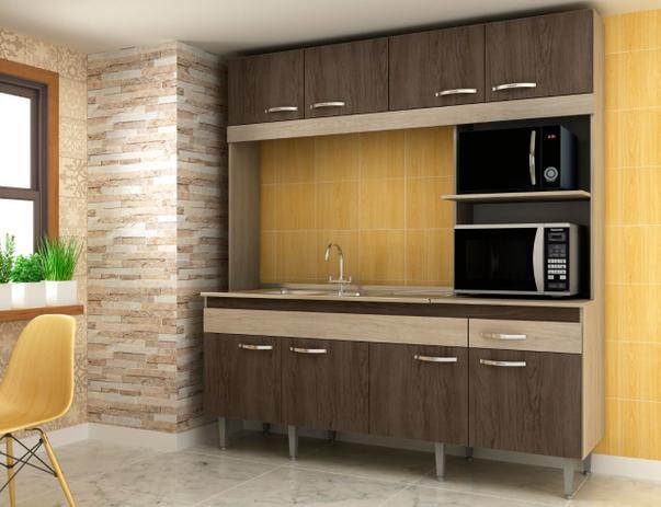 Cozinha Compacta Completa Luisa 08 Portas 01 Gavetas 200x185x54 Cm Malbec - MegaSul é boa?