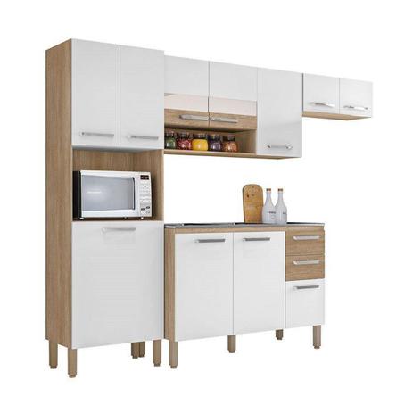 Cozinha Compacta Completa Turim 10 Pts Kits Paraná White Nogal - Kits paraná Menor preço em Cozinha Compacta Completa Turim 10 Pts Kits Paraná White Nogal - Kits paraná