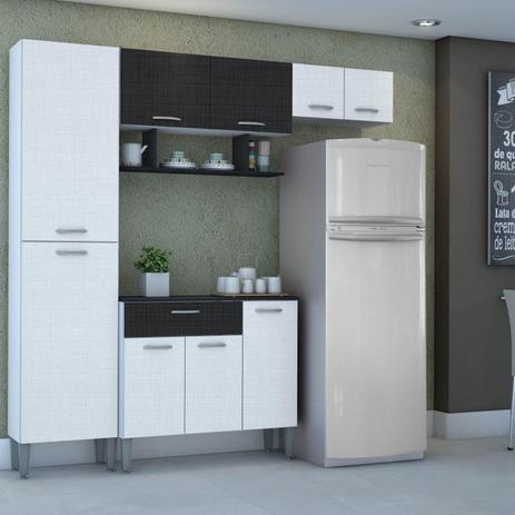 Cozinha Compacta Cris Kitss Paraná Branco/Linho Branco/CP-Linho Preto - Kits paraná Menor preço em Cozinha Compacta Cris Kitss Paraná Branco/Linho Branco/CP-Linho Preto - Kits paraná