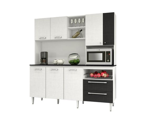 Cozinha Compacta Jade 07 Portas com tampo Linho Branco - Kits Paraná Menor preço em Cozinha Compacta Jade 07 Portas com tampo Linho Branco - Kits Paraná