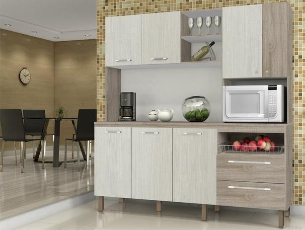 Cozinha Compacta Jade com Tampo Arena/Nogal - Kits Paraná - Kits parana Menor preço em Cozinha Compacta Jade com Tampo Arena/Nogal - Kits Paraná - Kits parana