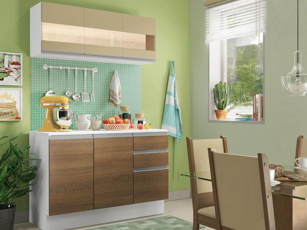 Cozinha Compacta Madesa Smart G20071097G - com Balcão 6 Portas 2 Gavetas 100% MDF Menor preço em Cozinha Compacta Madesa Smart G20071097G - com Balcão 6 Portas 2 Gavetas 100% MDF