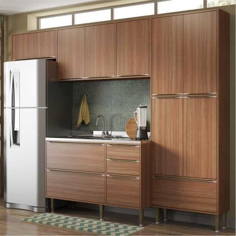 Cozinha Compacta Multimóveis com 4 peças Calábria 5458 Nogueira Menor preço em Cozinha Compacta Multimóveis com 4 peças Calábria 5458 Nogueira
