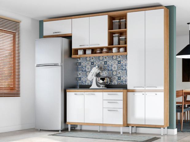 Cozinha Compacta Multimóveis Linea Sicília - com Balcão 9 Portas 3 Gavetas
