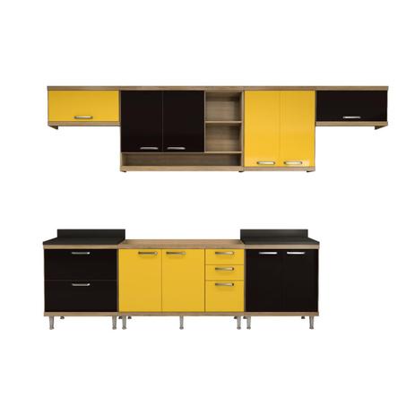 Cozinha Compacta Sicília 7 Peças Argila E Preto E Amarelo Multimóveis Menor preço em Cozinha Compacta Sicília 7 Peças Argila E Preto E Amarelo Multimóveis