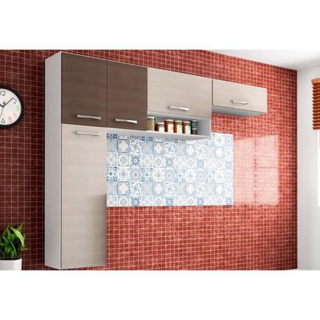 Cozinha Compacta Suspensa Anita 05 Portas Amêndoa/Capuccino - Poquema Menor preço em Cozinha Compacta Suspensa Anita 05 Portas Amêndoa/Capuccino - Poquema