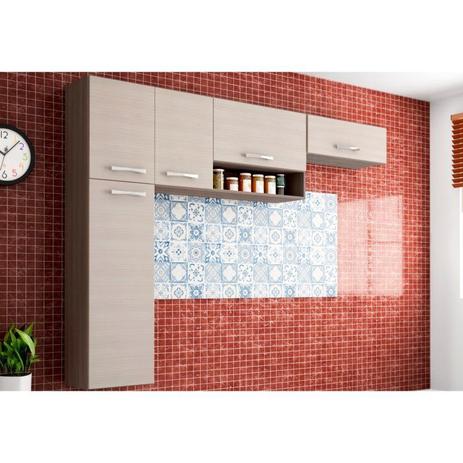 Cozinha Compacta Suspensa Anita 05 Portas Capuccino/Amêndoa - Poquema Menor preço em Cozinha Compacta Suspensa Anita 05 Portas Capuccino/Amêndoa - Poquema