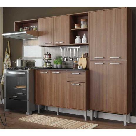 Cozinha Compacta Xangai 9 Portas Multimóveis Nogueira Menor preço em Cozinha Compacta Xangai 9 Portas Multimóveis Nogueira