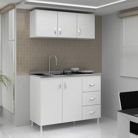 Cozinha Completa 2 Peças Evidência Móveis Branco Menor preço em Cozinha Completa 2 Peças Evidência Móveis Branco
